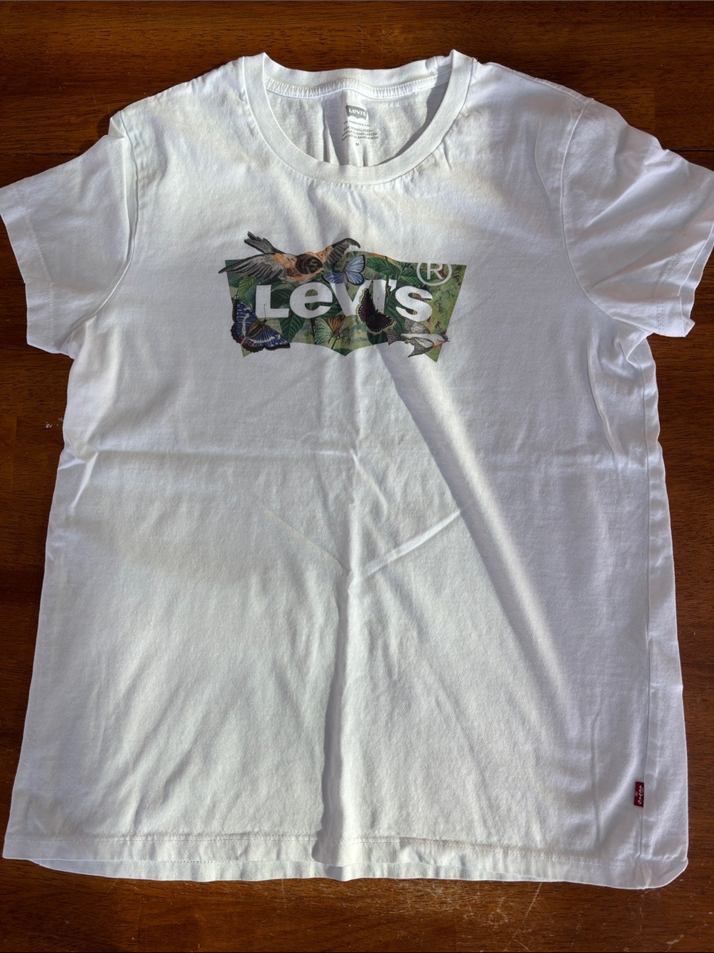 Levi's White Tee with Green Floral Logo